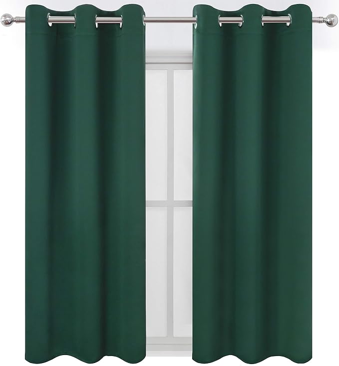 Green Blackout Curtains 40 x 63 Inch Length/Set of 2 Curtain Panels/Thermal Insulated Room Darkening Blackout Curtains for Bedroom
