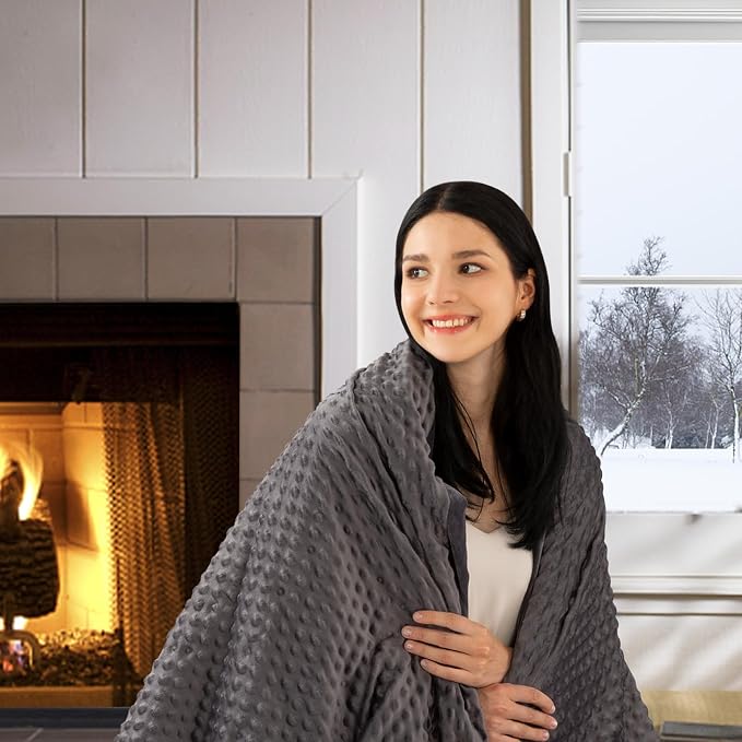 yescool Weighted Blanket with Cover (10 lbs, 41" x 60", Charcoal Gray) Heavy Blanket for Sleeping Perfect for 60-90 lbs, Breathable Blanket with Premium Glass Bead, Machine Washable