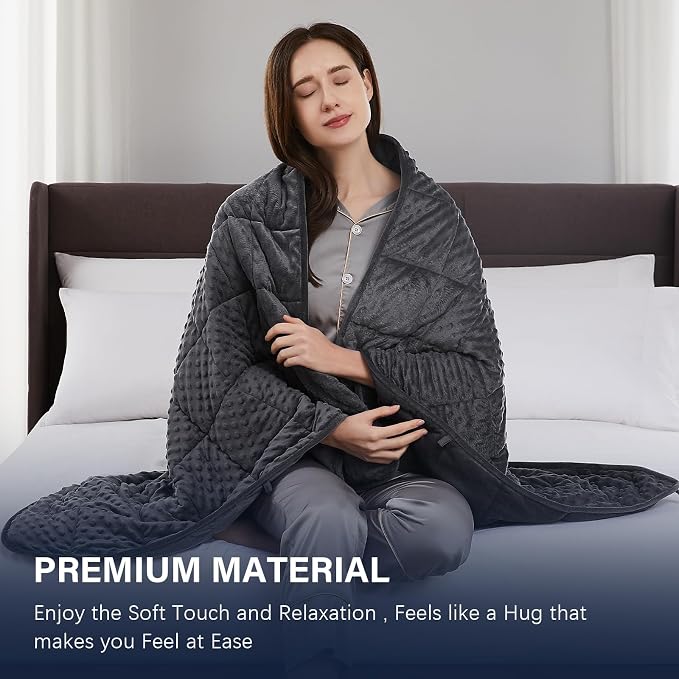 CuteKing Weighted Blanket - Weighted Blanket with Premium Glass Beads - Heavy Blanket Crystal Velvet for Comfort Sleep - Thick Blanket All Season (12lbs, 48"x72", Grey Bubble)