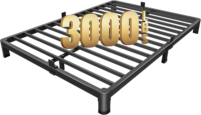 MAF 4 Inch Full Size Metal Platform Bed Frame with Round Corner Legs | Mattress Slide Stopper, 3000 LBS Heavy Duty Steel Slats Support, Noise Free, No Box Spring Needed, Easy Assembly, Anti-Slip