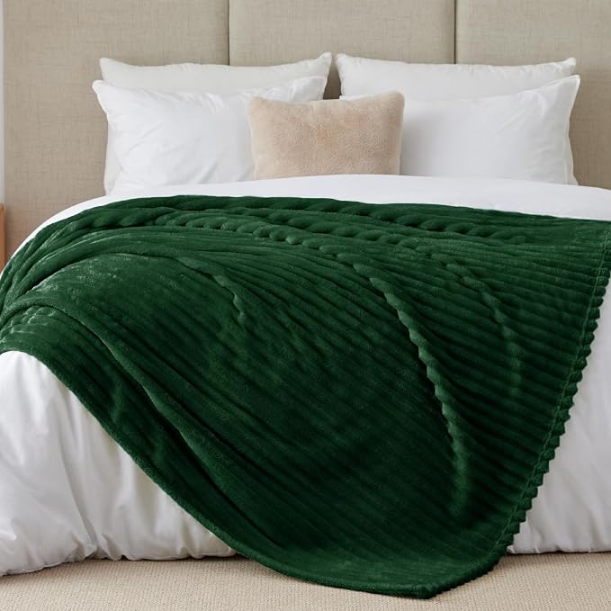 BEDELITE Ribbed King Size Blanket for Bed, Forest Green, 108"x90" | Ultra-Soft Plush Fleece, Warm Yet Lightweight, Ribbed Texture, Home Decor, Machine Washable, Giftable, All-Season Use
