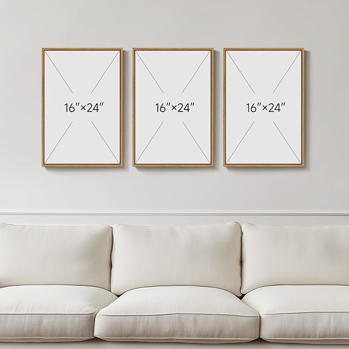 Framed Forest Animal Wall Art for Nursery, 3 Piece Nature Cute Whimsical Bear Fox Rabbit Canvas Painting Prints for Modern Farmhouse, Rustic Cabin Toddler Girl Artwork for Bedroom Kids Room, 16x24