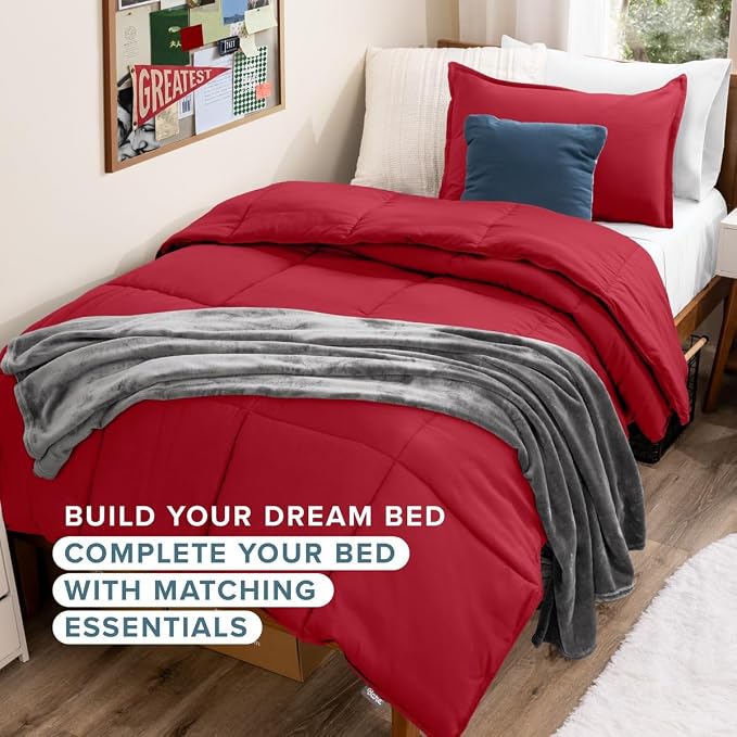 Bare Home Twin XL Sheet Set - 1800 Ultra-Soft (Twin XL, Red) | Deep Pockets 6 to 15 Inches, Breathable, Hypoallergenic, Hotel Luxury, Easy Fit, Soft, All-Season