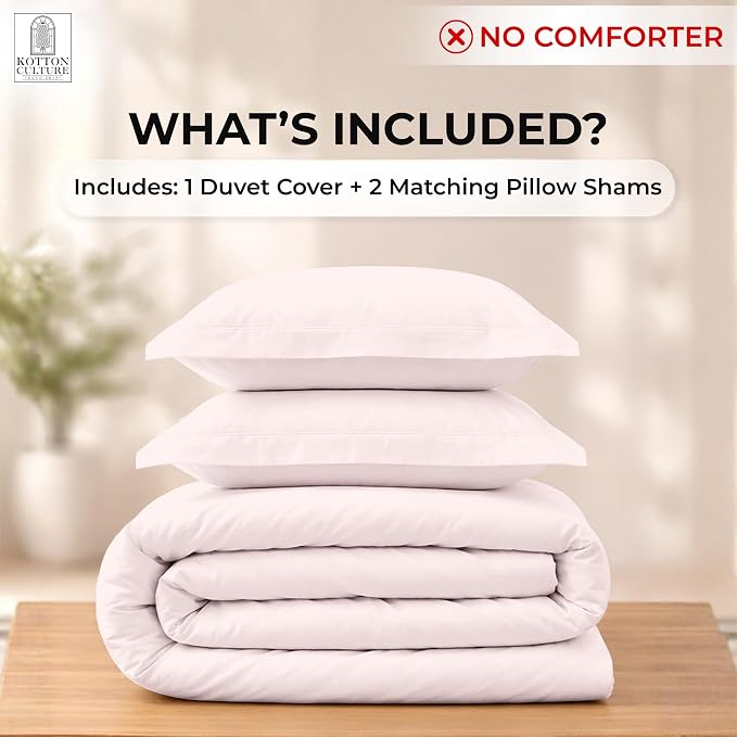 3 Pc California King Duvet Cover Set-100% Egyptian Cotton 600 Thread Count Ultra Soft Premium Durable Comforter Cover Zipper Closure & Corner Ties- (Pink Blush, 104" X 98")