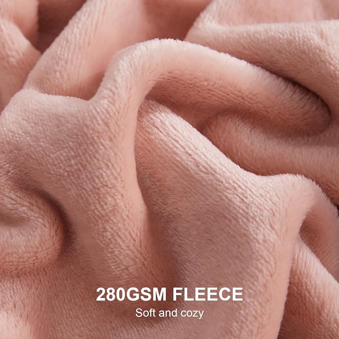Hansleep Throw XL Dusty Pink Fleece Blanket, Soft Flannel Bed Blanket | Fuzzy Cozy Blanket 50x70 Inches, Multi-use for Bed, Sofa, Couch, Travel, Camping, All Season Warm Lightweight Cover