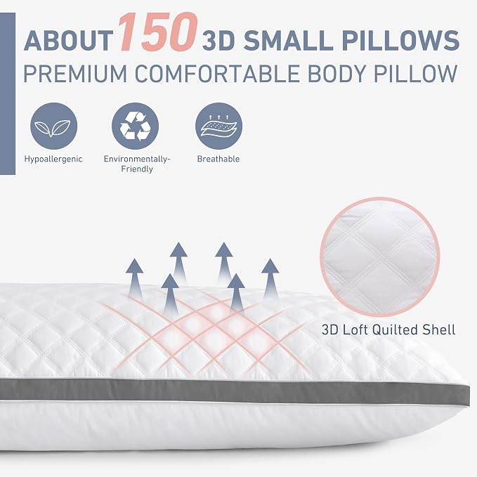 Leeden Body Pillow Insert 20 x 54 for Side Sleepers White Support | Soft polyester padding delivers full-body support for side sleepers, maternity rest, reading and daily relaxation.