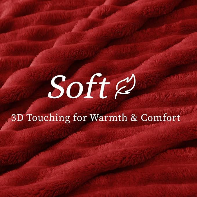 BEDELITE Ribbed Full Size Blanket for Bed, Burgundy, 84"x90" | Ultra-Soft Plush Fleece, Warm Yet Lightweight, Ribbed Texture, Home Decor, Machine Washable, Giftable, All-Season Use