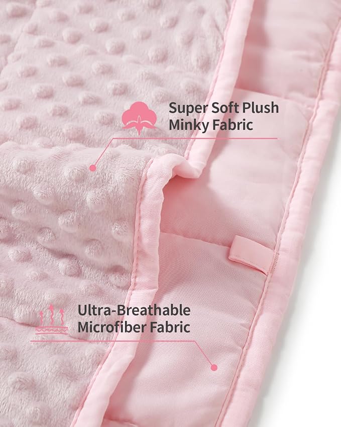Mr. Sandman Weighted Blanket for Sleeping 5 lbs, 36 x 48 Inches | Soft Cooling Minky Dots; Machine Washable; Glass Bead Filling; Weighted Blanket for School and Home; Pink