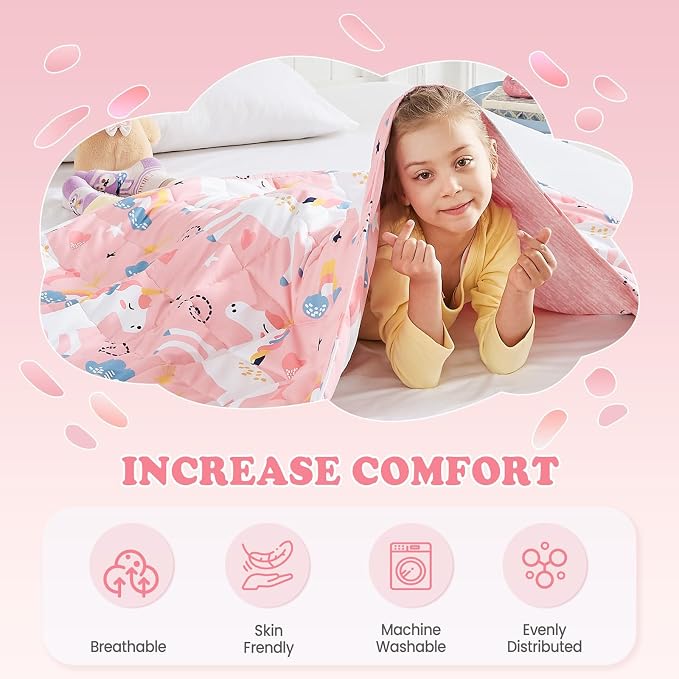 Weighted Blanket - 2 lbs Cooling Pink Unicorn Heavy Blanket, 36"x48", Small Size Breathable Lap Blanket for Hot Sleepers