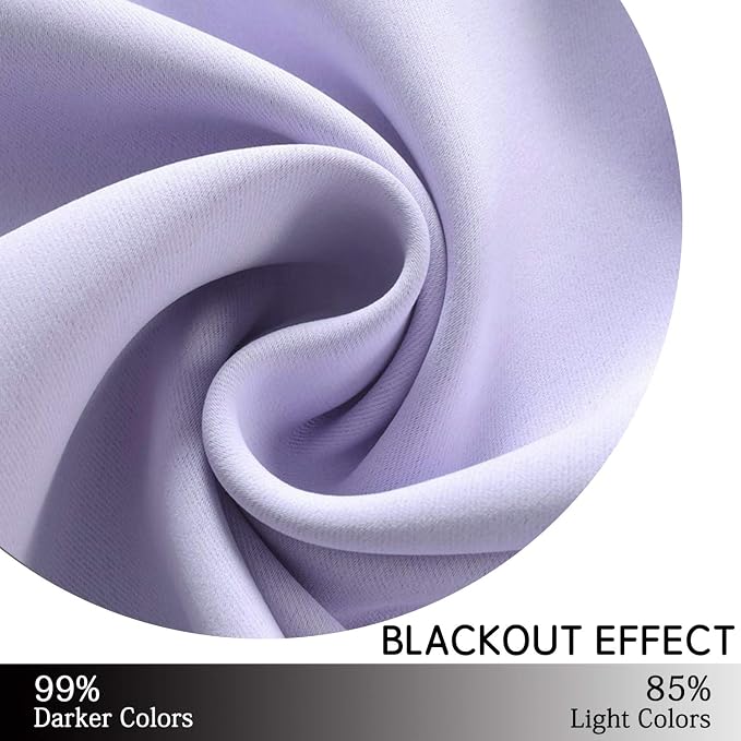 Yakamok Room Darkening Curtains 52x54 inch Length Lilac-Living Room | 2 panels,grommet blackout window treatment,thermal insulated,light blocking drapes,privacy protection,bedroom dining room