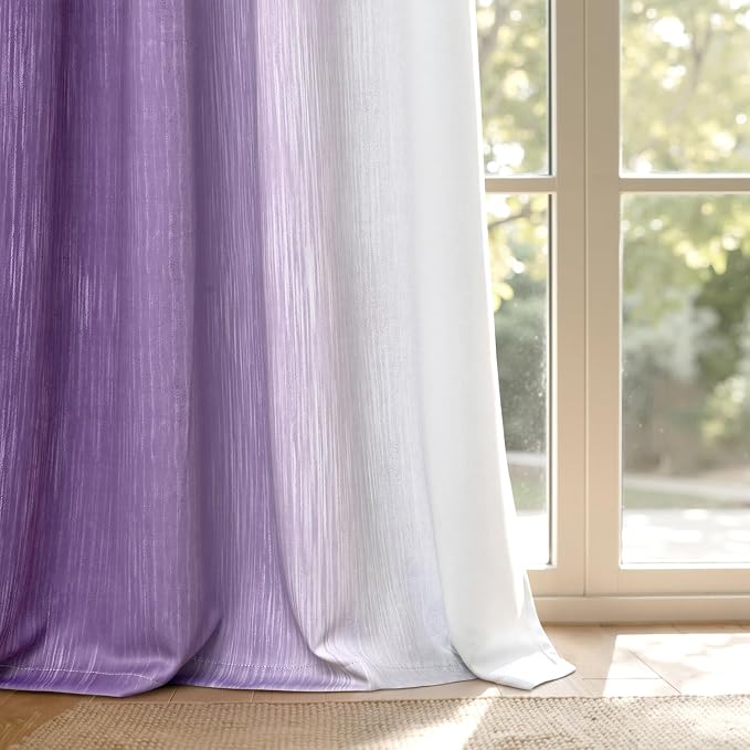 MIULEE Purple and Greyish White Ombre Blackout Curtains 52Wx54L Set of 2 | Full Room Darkening,Thermal Insulated,54 Inch Long,Grommet Drapes for Bedroom/Living Room,Modern Window Treatments