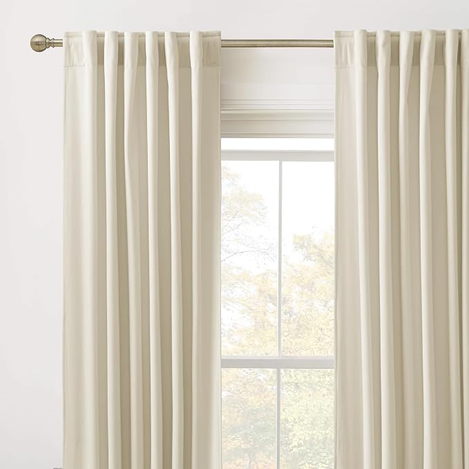 RYB HOME Beige Velvet Curtains 90 inches for Bedroom Living Room Farmhouse | Thermal Insulated, Privacy UV Block, Energy Saving, Luxury Window Decor for Dining Room Sliding Door, W52 x L90, 2 Panels