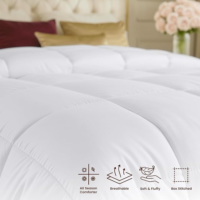 Utopia Bedding Duvet Insert, Full Size Comforter 82 x 86 Inches, White | Cozy All Season Comforter for Kids and Teens, Unisex, Down Alternative Fill, Soft Microfiber Shell, Machine Washable.