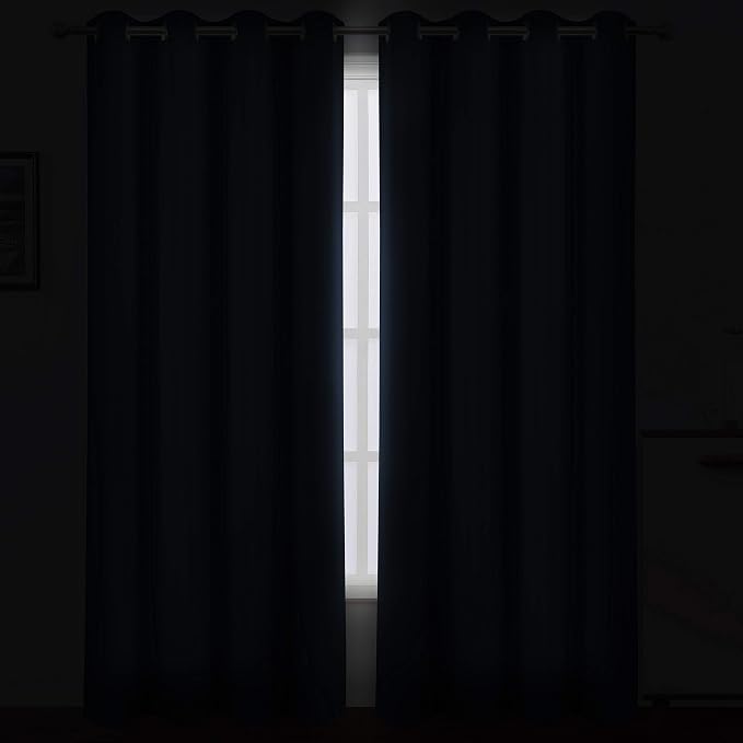 Navy Blue Thermal Blackout Curtains/52 x 108 Inch/Set of 2 Panels Room Darkening Curtains for Bedroom