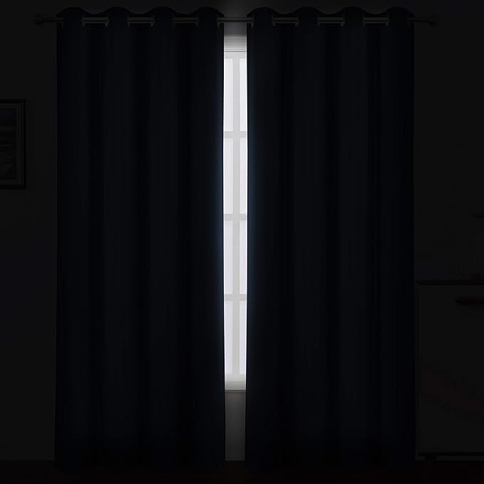 Navy Blue Blackout Curtains 52 x 84 inch/Set of 2 Curtain Panels Room Darkening Bedroom Curtains