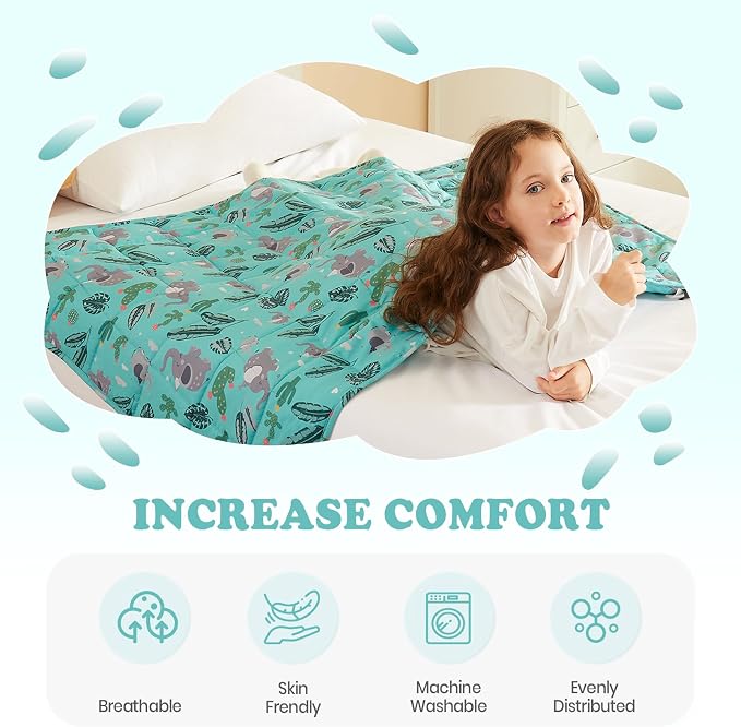 Weighted Blanket - 10 lbs Green Bush Heavy Blanket - Small Size Breathable Lap Blanket(50"x60", 10 lbs)