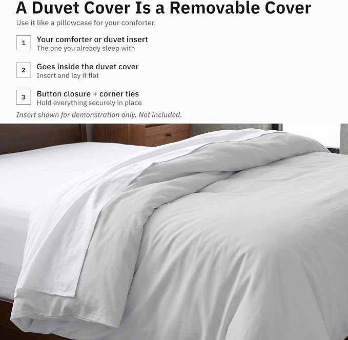 California Design Den 100% Cotton Sateen King Duvet Cover Pattern, Silver | Duvet Cover Only, Comforter Not Included, Backed by Good Housekeeping Seal, Button Closure & Corner Ties