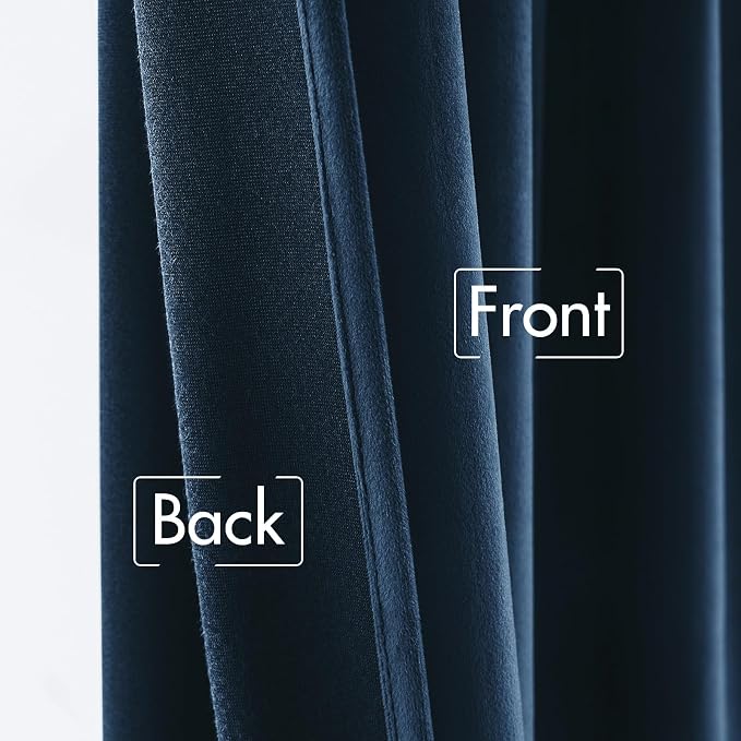 MIULEE Navy Blue Velvet Curtains 52x108 inches Luxury Blackout Curtains | Thermal Insulated, Super Soft Window Drapes for Bedroom Living Room, Rod Pocket & Back Tab