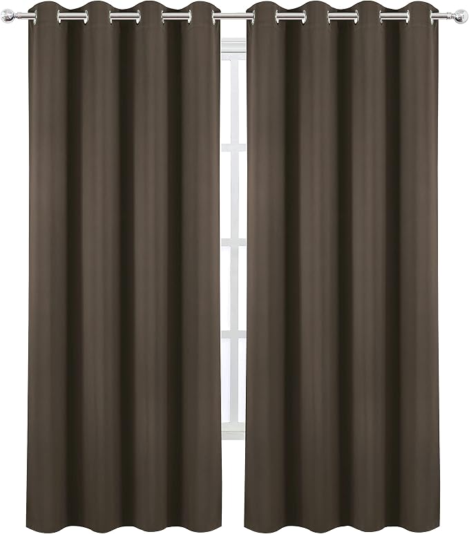 Blackout Curtains 66 x 84 inch/Chocolate Brown Curtains Set of 2 Panels/Thermal Insulated Room Darkening Bedroom Curtains
