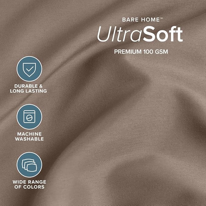Bare Home Twin Sheet Set - 1800 Ultra-Soft (Twin, Taupe) | Deep Pockets 6 to 15 Inches, Breathable, Hypoallergenic, Hotel Luxury, Easy Fit, Soft, All-Season
