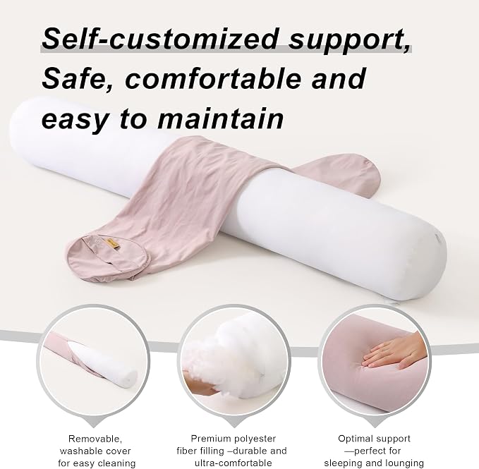 Body Pillow for Adults,Long Round Pillow,Big Cylindrical Pillow,Large Full Bolster Pillows for Side Sleepers (Purple, 39.37"*7.87")