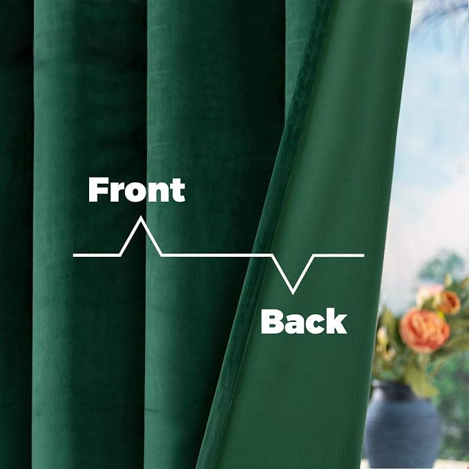 BGment Emerald Green Velvet Blackout Curtains 84 Inches for Living Room | Drapes for Bedroom, Thermal Insulated, Noise Reduce, Elegant, Christmas Panels, Back Tab Rod Pocket, 2 Panels, 52 x 84 Inch