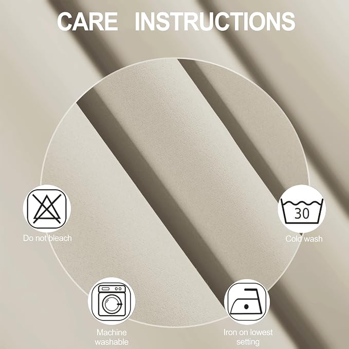 Light Beige Blackout Curtains 42 x 54 Inch Length Set of 2 Panels Grommet Bedroom Curtains for Living Room