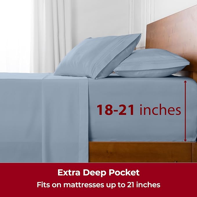 Mellanni Iconic 3-Piece, Ultra Soft Sheet Set (Twin, Blue Hydrangea) | 10M+ Sleepers. Lab-tested: Sleeps Cool, Stays Bright, Strong, Smooth. Good Housekeeping Best Bedding, 7 yrs running.