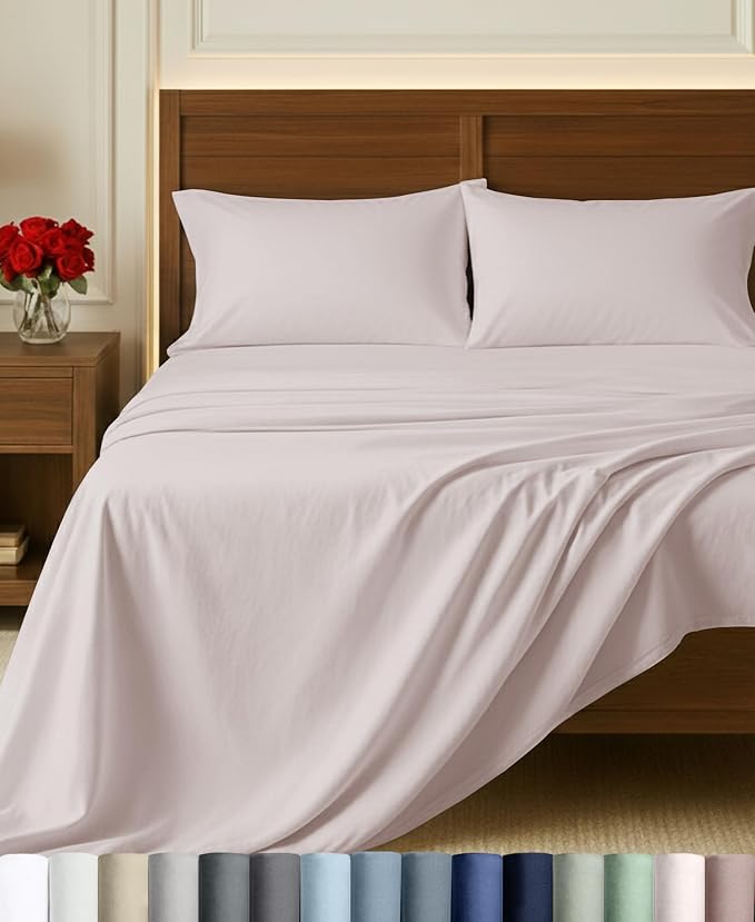 California Design Den 100% Egyptian Cotton King Size Sheets Set, Soft Rose | Backed by Good Housekeeping Seal, Light & Airy Soft Sateen, 16" Deep Pocket, All-Around Elastic, Durable, Easy Care 4pc Set