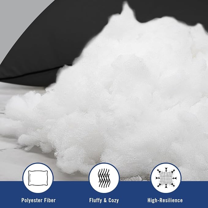 Standard Size Bed Pillows for Sleeping 4 Pack,Luxury Hotel Pillows,Comfortable and Supportive,Machine Washable,Suitable for Stomach,Back and Side Sleepers.(Black)