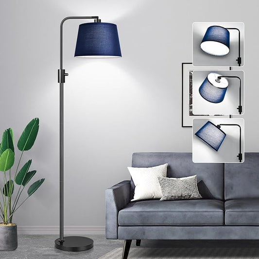 Nintiue 【Upgraded】 Dimmable Floor Lamp, 1000 Lumens LED Edison Bulb Included, Modern Arc Standing Tall Floor Lamp for Living Room Bedroom Office Dining Room - Blue