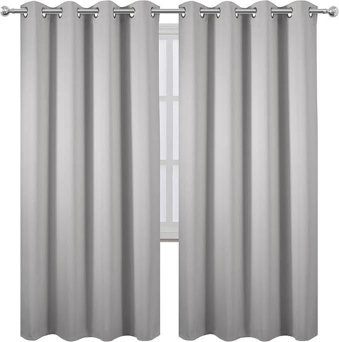 Light Grey Thermal Blackout Curtains/52 x 72 Inch/Set of 2 Panels Room Darkening Curtains for Bedroom