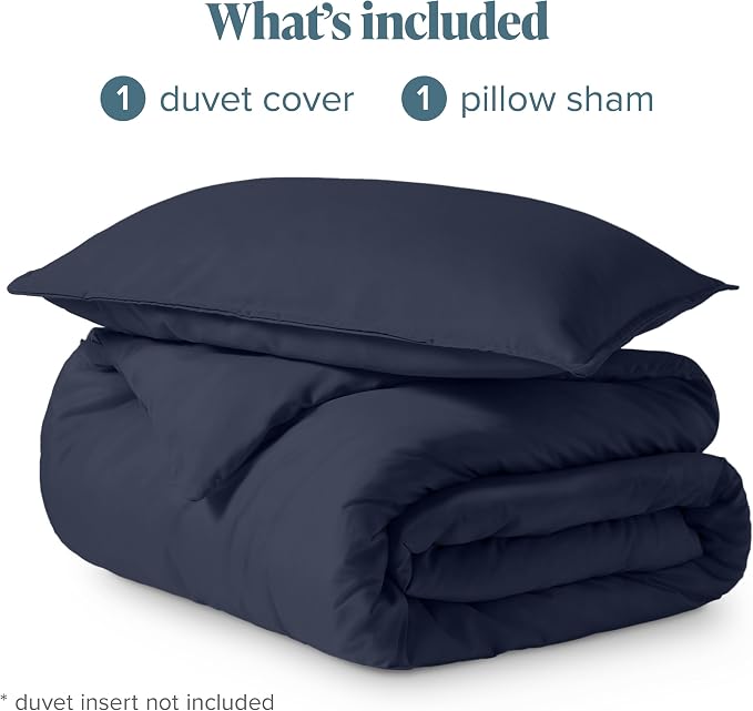 Bare Home Duvet Cover Set 1800 Ultra-Soft (Twin/Twin XL, Midnight Blue) | Lightweight, Cooling, Breathable, Premium 1800 Ultra-Soft, All-Season