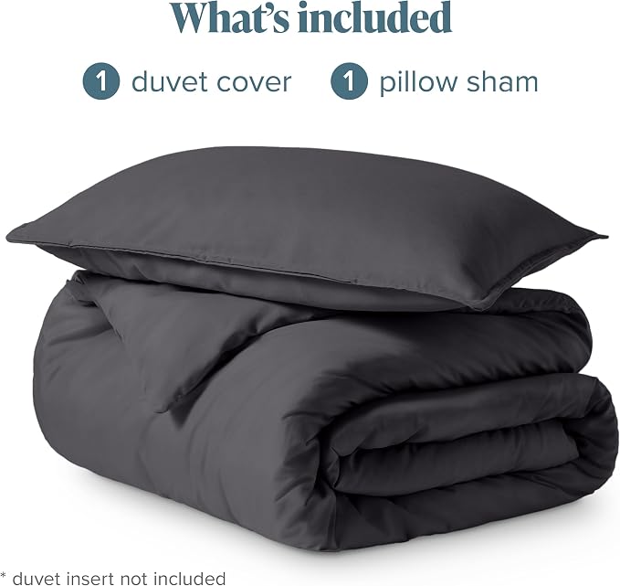 Bare Home Duvet Cover Set 1800 Ultra-Soft (Twin/Twin XL, Forged Iron Grey) | Lightweight, Cooling, Breathable, Premium 1800 Ultra-Soft, All-Season