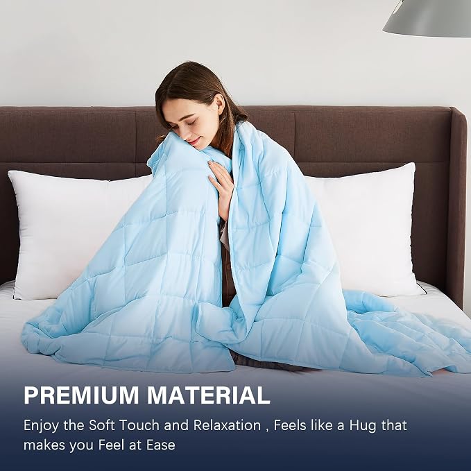CuteKing Weighted Blanket for Adults: Weighted Blanket with Premium Glass Beads - Breathable Heavy Blanket for Comfort Sleep - Thick Blanket for Adult All Season (20lbs, 60"x80", Light Blue)