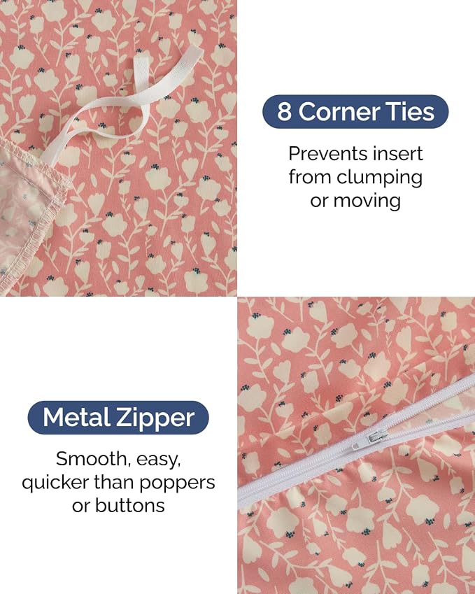 Duvet Cover King Size - Soft Floral Duvet Cover - 3 Piece - Pinkfield | Soft Floral Duvet Cover 104 x 90 with 2 Pillow Shams, Zipper Closures & Ties, Floral Bedding for Women, Men, Kids & Teens