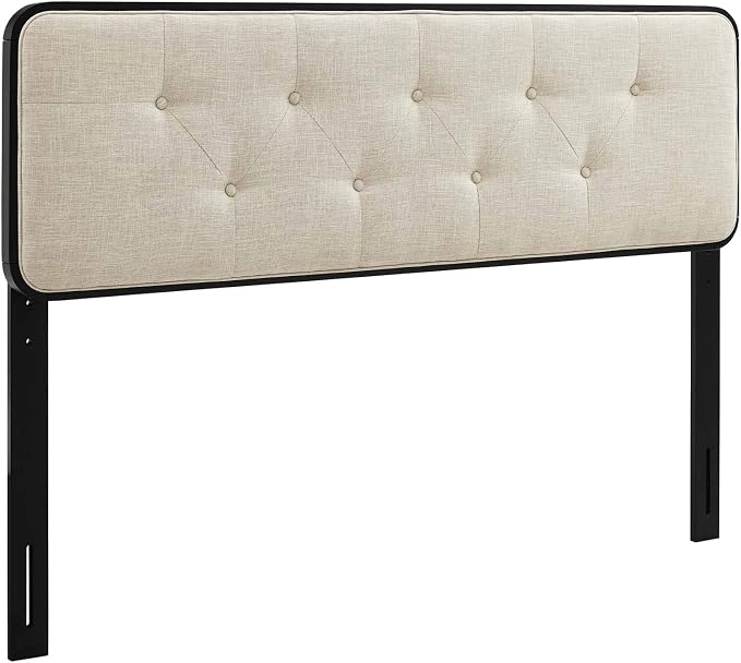 Modway MOD-6233-BLK-BEI Collins Tufted Full Fabric and Wood Headboard, Black Beige