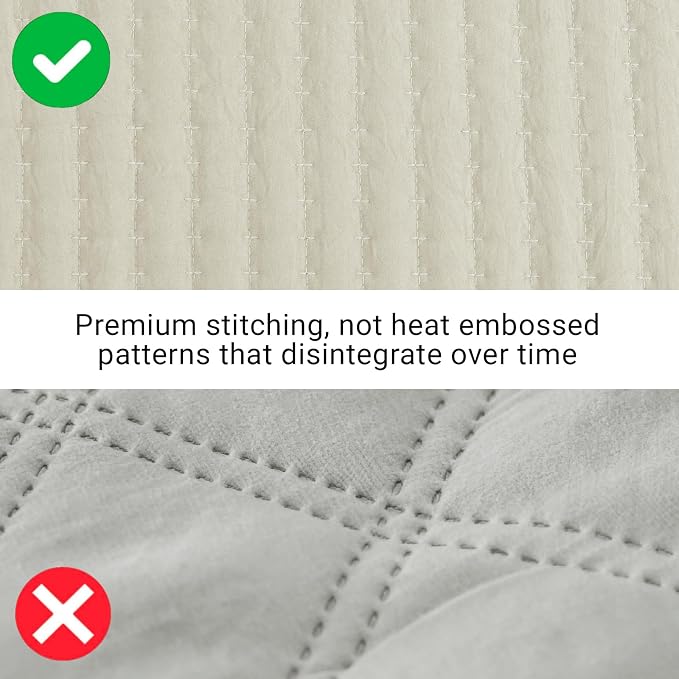 King Size Quilt- Lightweight Bedspreads Oatmeal King Quilt Bedding Set | Soft Neutral Coverlet with 2 Pillow Shams for All Seasons, Suitable for Bed, Couch, 3 Pieces, 106"x94"