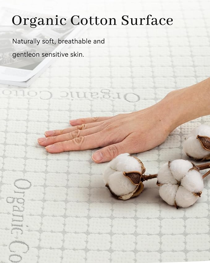Waterproof Mattress Protector Organic Cotton Blend Cover Full Grey | 3D Air Fabric Washable & Deep Pocket Mattress Cover Breathable Noiseless Protectors 54"X75"