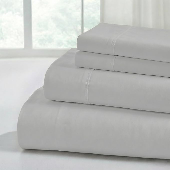 Modern Threads Soft Microfiber Solid Sheets - Luxurious Microfiber Bed Sheets - Includes Flat Sheet, Fitted Sheet with Deep Pockets, & Pillowcases Vapor Blue Queen