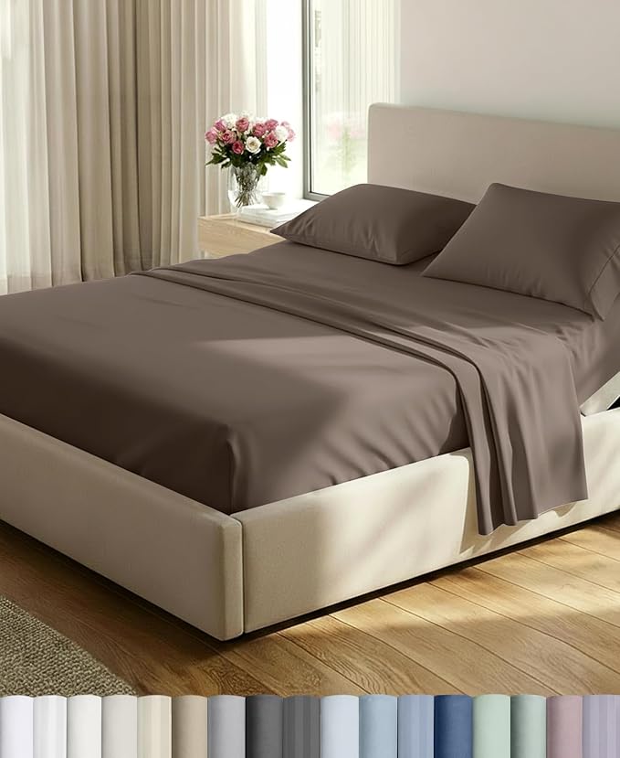 California Design Den 100% Cotton Sateen Split King Bed Sheets, 5 Pcs Set | 500 Thread Count with Good Housekeeping Seal, Split King Sheets Sets for Adjustable Bed with 2 Separate Twin-XL Mattresses