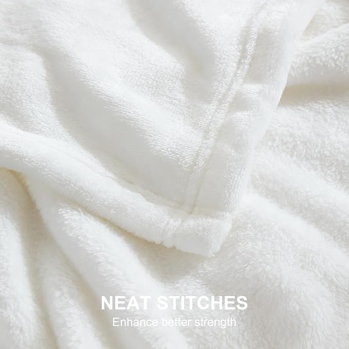 Hansleep Full White Fleece Blanket, Soft Flannel Bed Blanket | Fuzzy Cozy Blanket 84x90 Inches, Multi-use for Bed, Sofa, Couch, Travel, Camping, All Season Warm Lightweight Cover