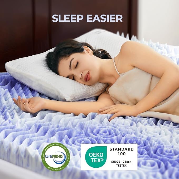 Dreamsmith Queen Mattress Topper, 4 Inch 7-Zone Memory Foam Mattress Topper, Gel Infused Foam Mattress Topper for Pressure Relief, Made with CertiPUR-US® Certified Foam, Oeko-Tex Certified