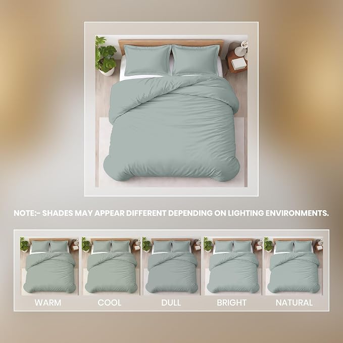 Custom Duvet Cover 100% Egyptian Cotton 600 Thread Count Ultra Soft Breathable Durable Customizable Comforter Cover(Desired Dimensions) Zipper Closure & 7Internal Ties Aqua Green