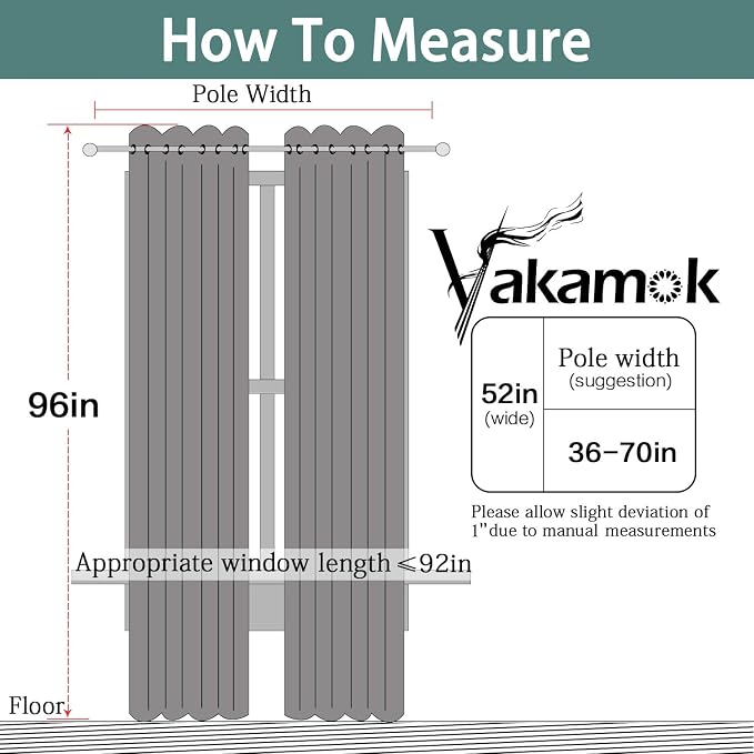 Yakamok Room Darkening Curtains 52x96 inch Length Light Beige-Living Room | 2 panels,grommet blackout window treatment,thermal insulated,light blocking drapes,privacy protection,bedroom dining room