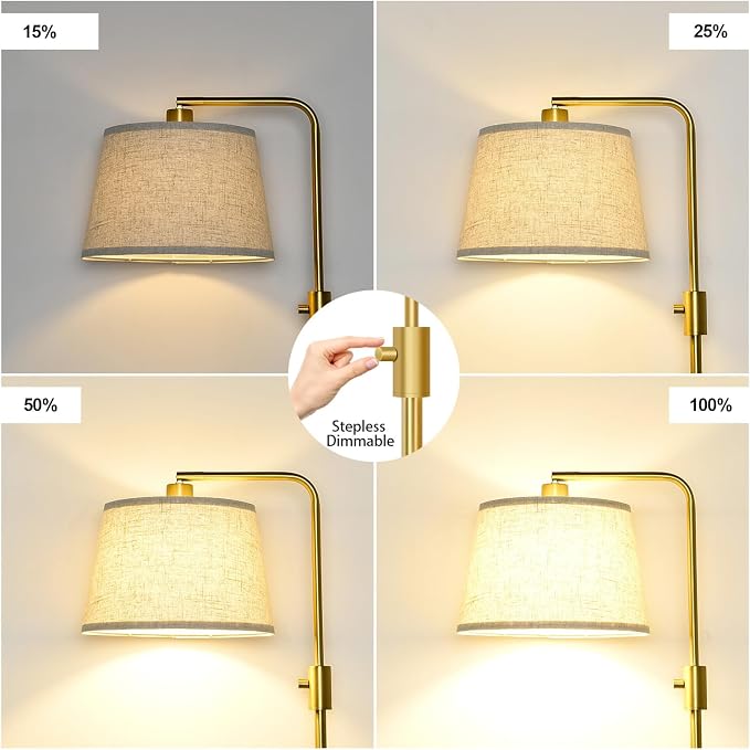 Nintiue Dimmable Gold Floor Lamp, 1000 LM LED Edison Bulb Included, Arc Floor Lamps for Living Room with Marble Base, Modern Standing Lamp Tall Lamps for Living Room Bedroom