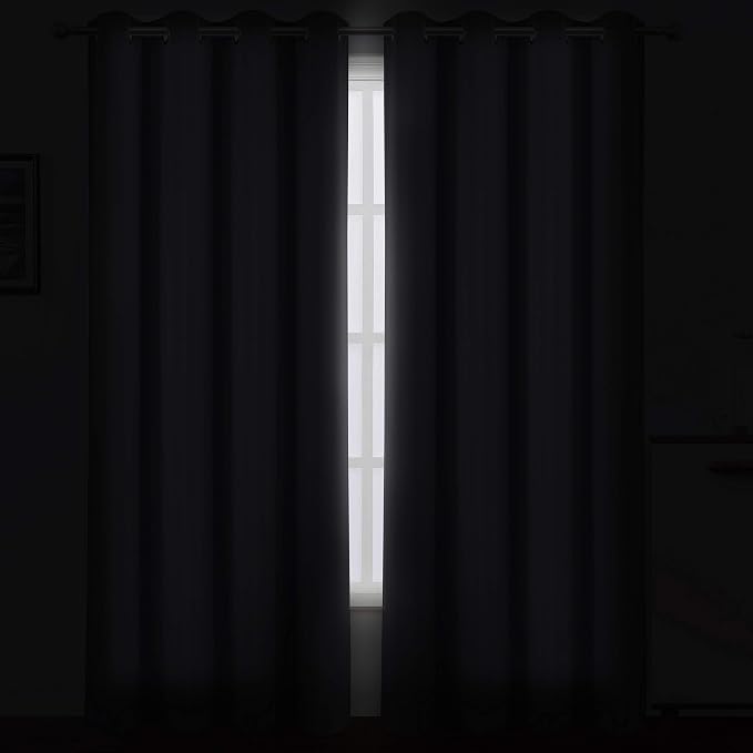 Grey Thermal Blackout Curtains/52 x 95 Inch/Set of 2 Panels Room Darkening Curtains for Bedroom
