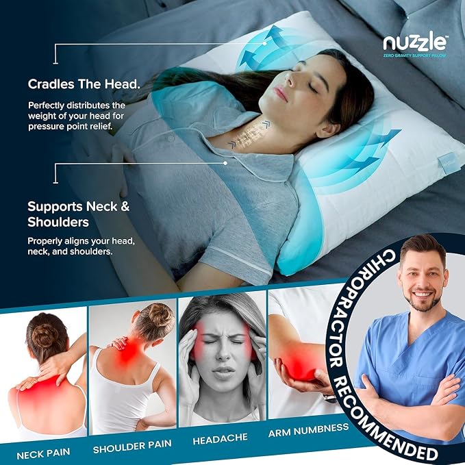 Nuzzle Pillow Adjustable Neck Pillows Queen Size Set of 4,Soft Hotel Feel | Bed Pillows Queen Set of 4 with Adjustable Height for Side, Back and Stomach Sleepers–Gift for Women & Men