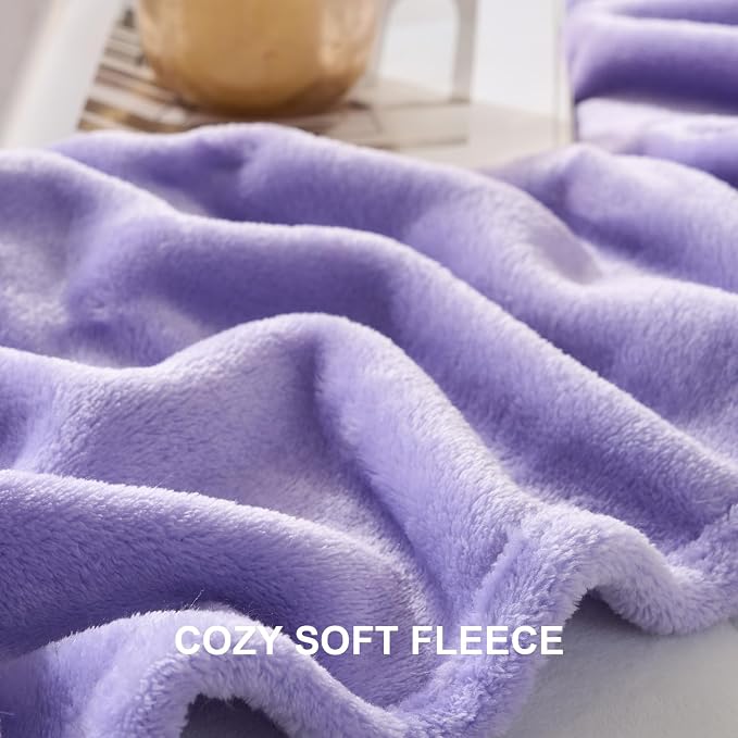 Hansleep Full Light Purple Fleece Blanket, Soft Flannel Bed Blanket | Fuzzy Cozy Blanket 84x90 Inches, Multi-use for Bed, Sofa, Couch, Travel, Camping, All Season Warm Lightweight Cover