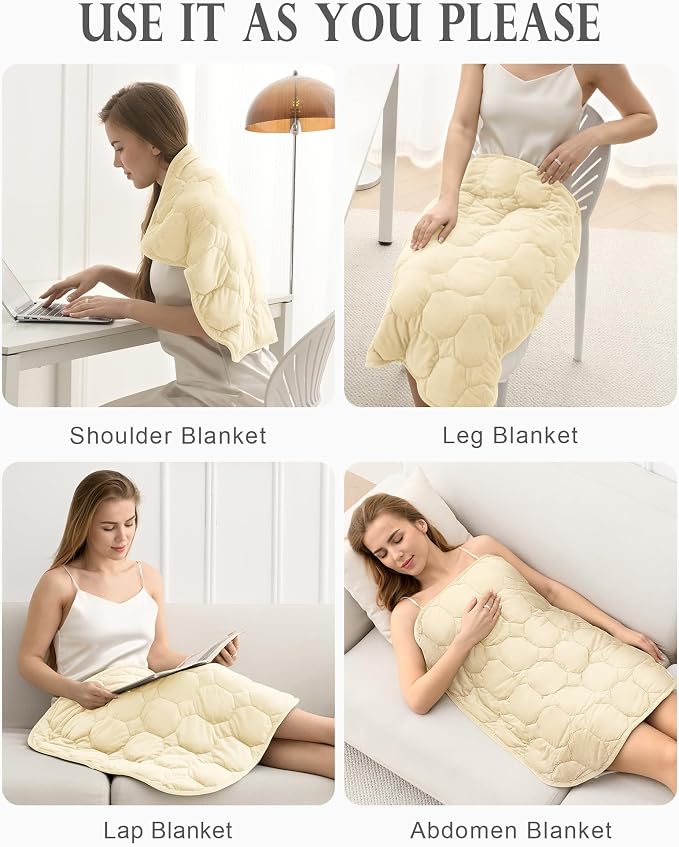 Cottonblue Small Weighted Lap Blanket 7lbs for Adults Teens 24"x29", Beige | Luxury Crystal Velvet Weighted Blanket Pad, Washable Portable Travel Blankets for Sleeping Relaxation All Season, Washable